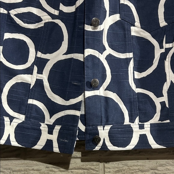 3 Sisters Navy and White Patterned, Cropped, 100% Cotton Jacket Size M - Picture 6 of 7